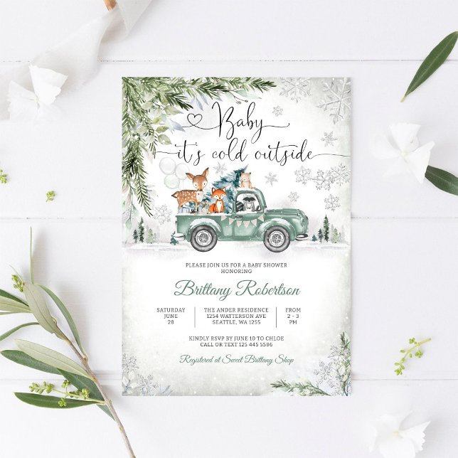 Invitation à la Baby Shower de la Forêt d'Hiver (Créateur téléchargé)