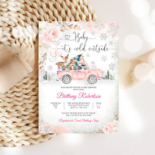 Invitation à la Baby Shower de la Forêt d'Hiver