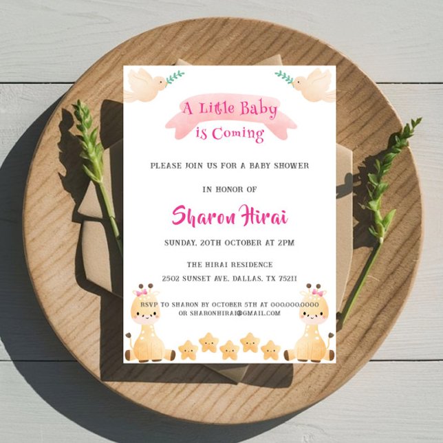 Invitation à la Baby Shower de la Girafe Mignonne (Créateur téléchargé)