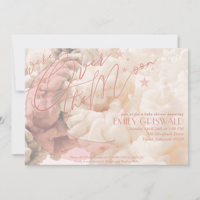 Invitation à la Baby Shower de la Lune Girl (Devant)