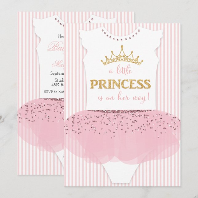 Invitation à la baby shower de la petite princesse (Devant / Derrière)
