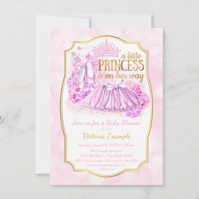 Invitation à la baby shower de la princesse baller (Devant)