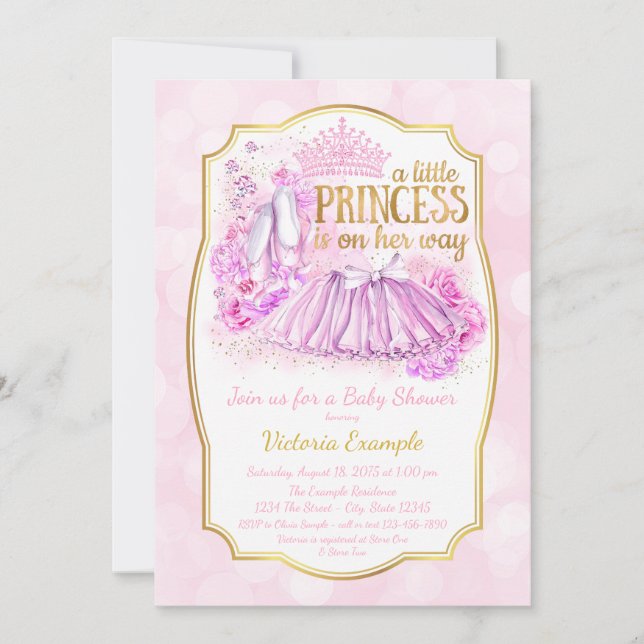 Invitation à la baby shower de la princesse baller (Devant)