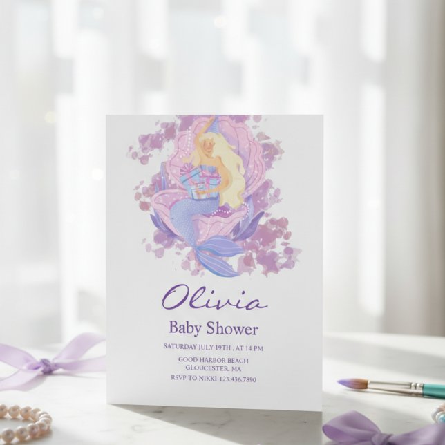 Invitation à la Baby Shower de la Princesse Sirène (Créateur téléchargé)