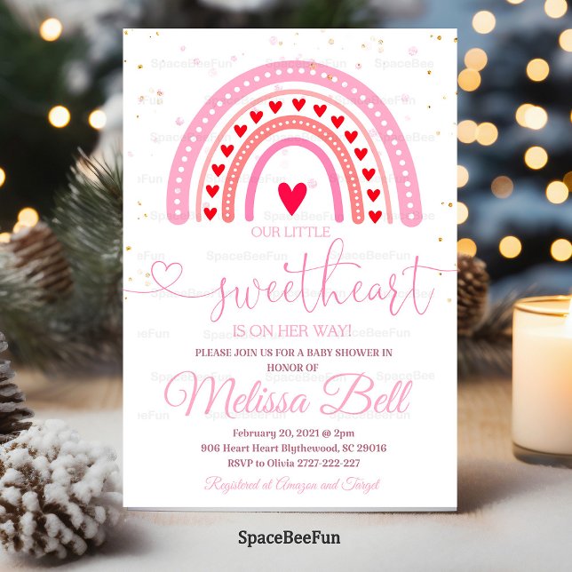 Invitation à la baby shower de la Saint-Valentin,  (Valentine invites,Baby Shower,Invitation,Little sweetheart,Girl Editable,Baby Shower girl,Heart invi)