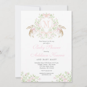 Invitation à la baby shower de lapin Preppy Crest