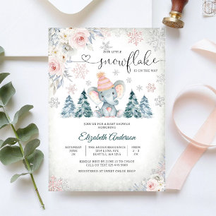 Invitation à la Baby Shower de l'Éléphant d'Hiver