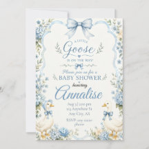 Invitation à la baby shower de l'oie bleue