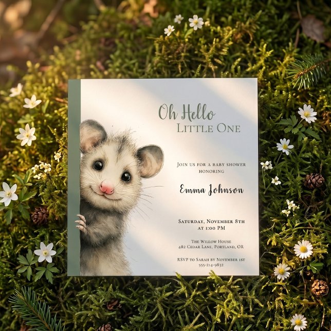 Invitation à la baby shower de l'opossum (Opossum Baby Shower Invitation)