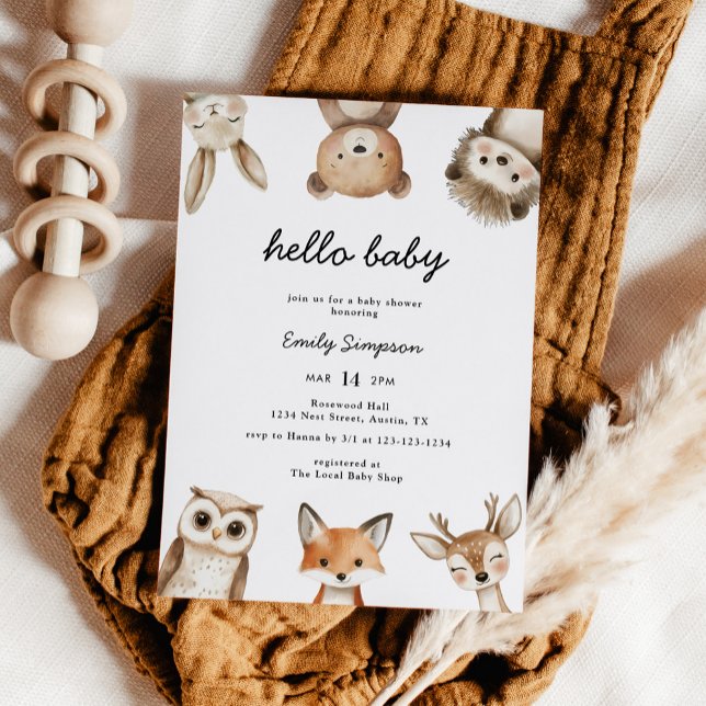 Invitation à la baby shower de l'ourson de la forê (Créateur téléchargé)