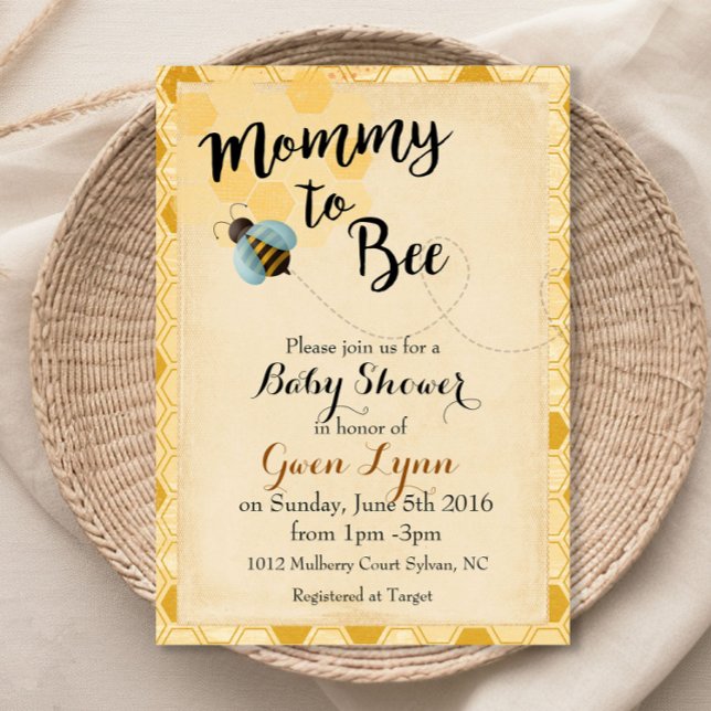Invitation à la Baby Shower de Maman Abeille (Créateur téléchargé)