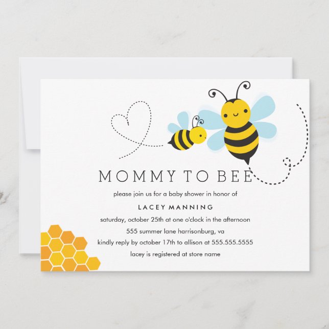 Invitation à la baby shower de Maman Bébé (Devant)