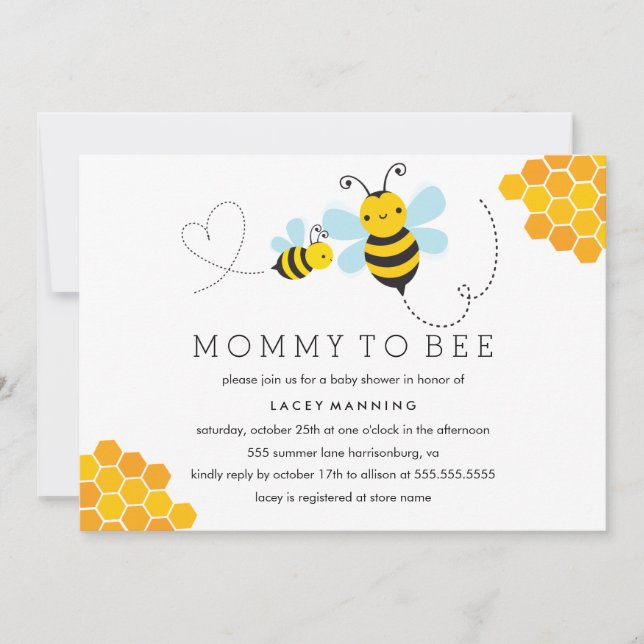 Invitation à la baby shower de Maman Bébé (Devant)
