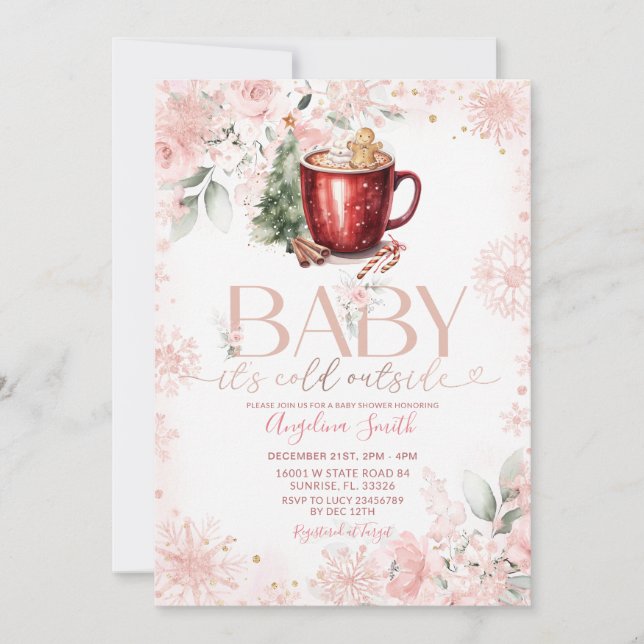Invitation à la Baby Shower de Noël pour un bébé a (Devant)