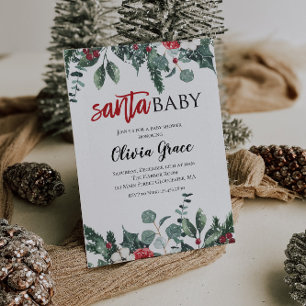 Invitation à la Baby Shower de Noël Santa Baby 2