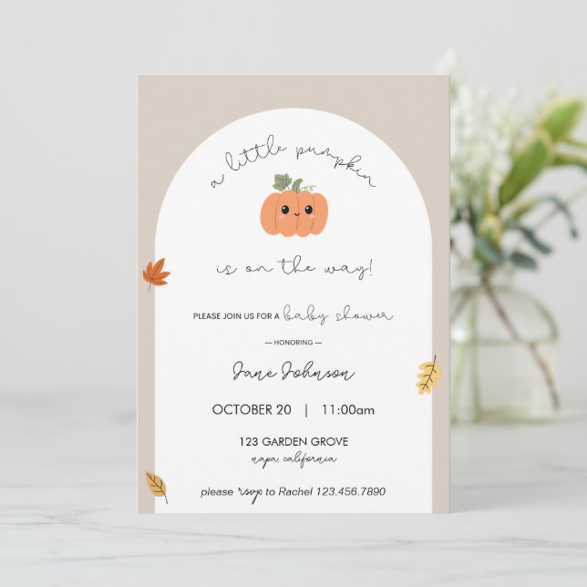 Invitation à la baby shower de Petit Citrouille (Debout devant)