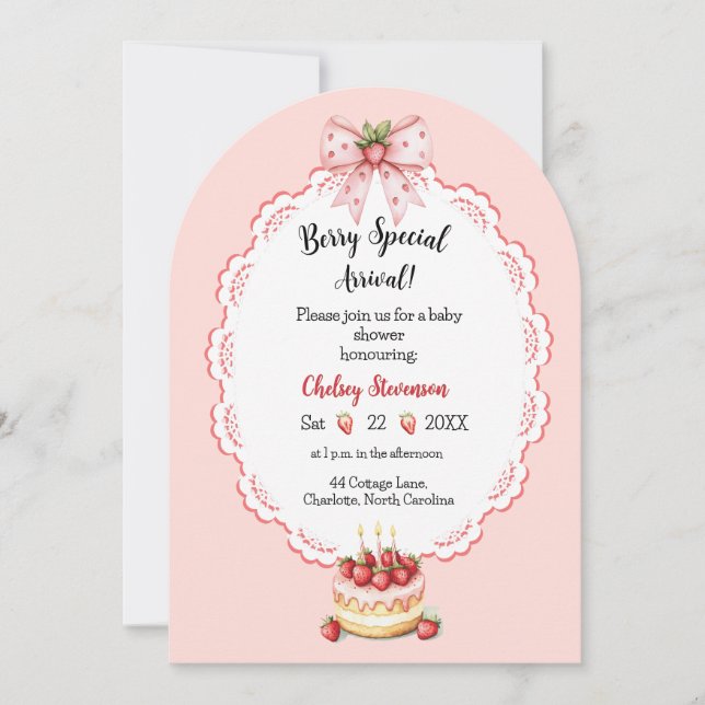 Invitation à la Baby Shower de Strawberry Shortcak (Devant)