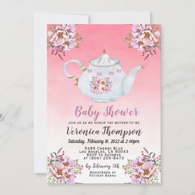 Invitation à la Baby Shower de thé à l'anglaise (Devant)