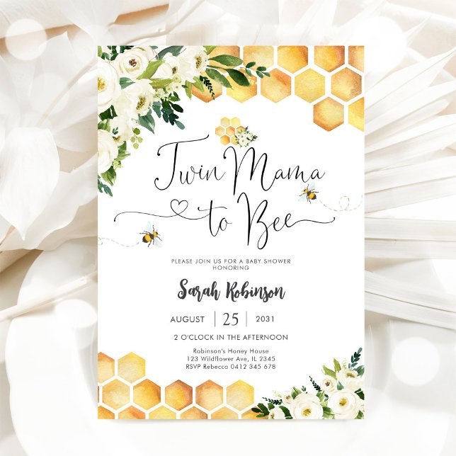 Invitation à la baby shower de Twin Mama Bee (Créateur téléchargé)