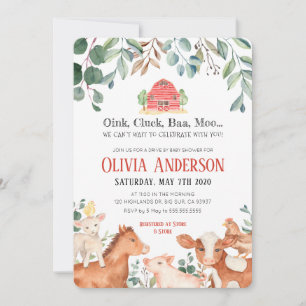 Invitation à la baby shower Défilé d'animaux de la