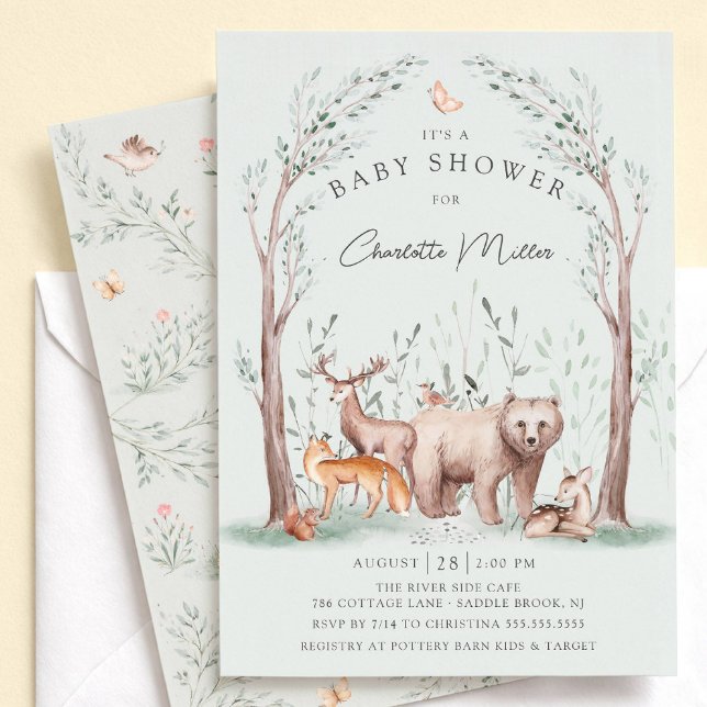 Invitation à la Baby Shower des Animaux de la Forê (Créateur téléchargé)