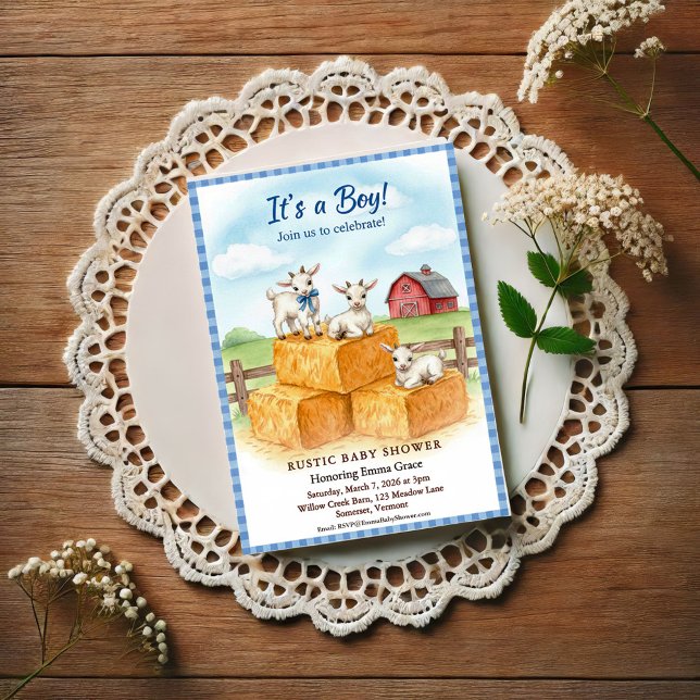 Invitation à la baby shower des chèvres mignonnes (Créateur téléchargé)