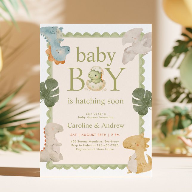 Invitation à la baby shower Dino Boy (Créateur téléchargé)