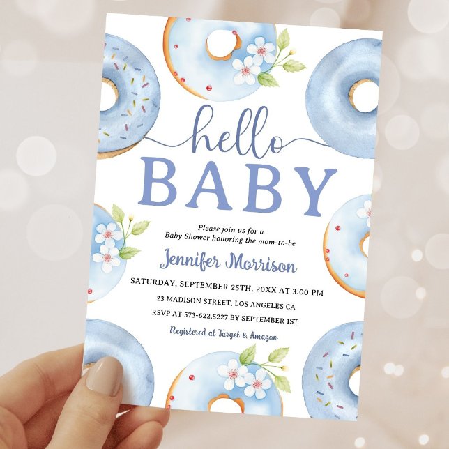 Invitation à la Baby Shower Donuts Bleus Bébé Bonj (Créateur téléchargé)