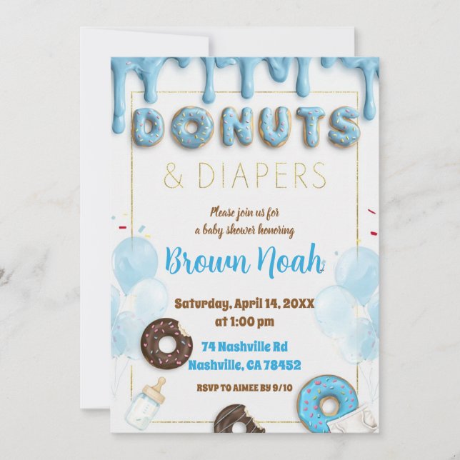 Invitation à la Baby Shower Donuts & Couches | Don (Devant)