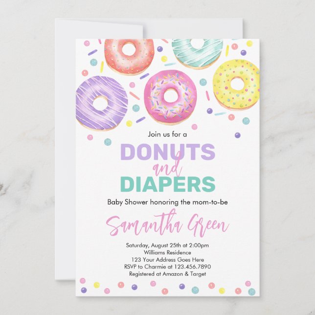 Invitation à la Baby Shower Donuts et Couches (Devant)