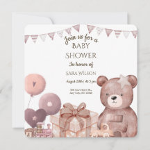 Invitation à la baby shower Douce Ourson