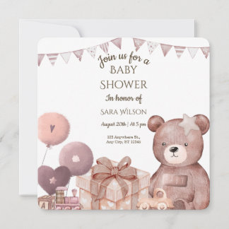 Invitation à la baby shower Douce Ourson