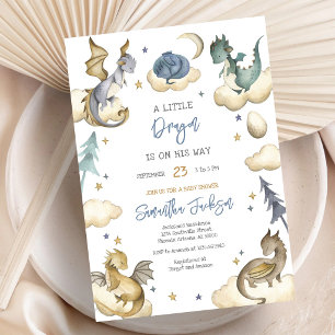 Invitation à la baby shower Dragon Bébé