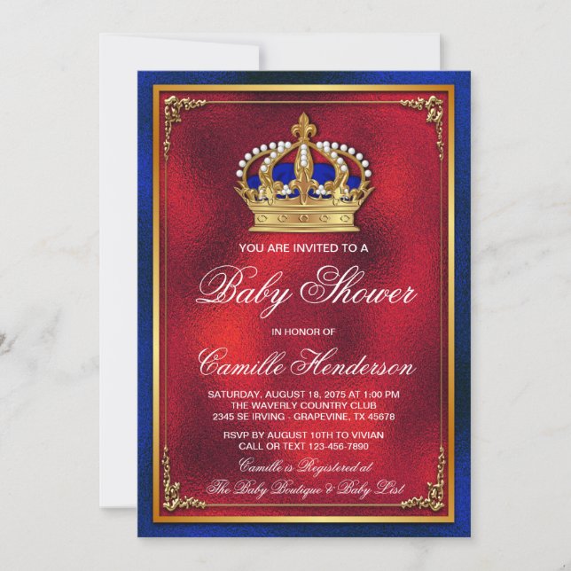 Invitation à la Baby Shower du Bébé Royal (Devant)