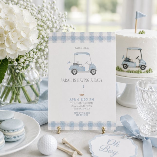 Invitation à la baby shower du chariot de golf ble (Créateur téléchargé)