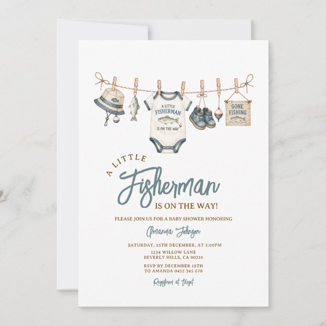 Invitation à la Baby Shower du Petit Pêcheur (Devant)