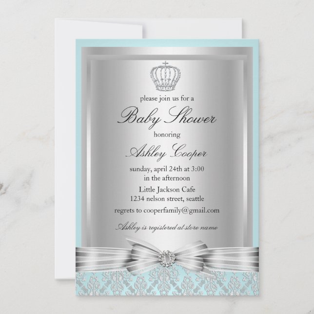 Invitation à la baby shower du Prince Bleu (Devant)