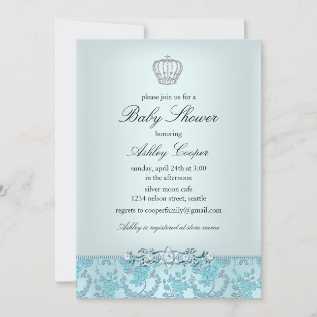 Invitation à la baby shower du Prince Bleu (Devant)