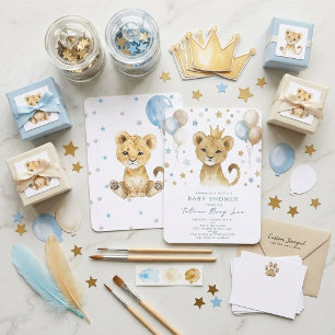 Invitation à la baby shower du roi lion aquarelle