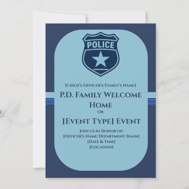 Invitation à la baby shower d'un agent de police (Devant)