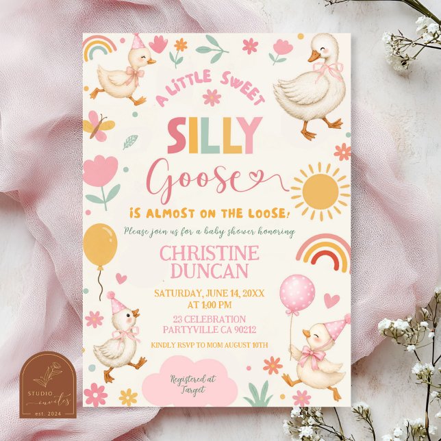 Invitation à la baby shower d'un petit canard rose (Créateur téléchargé)