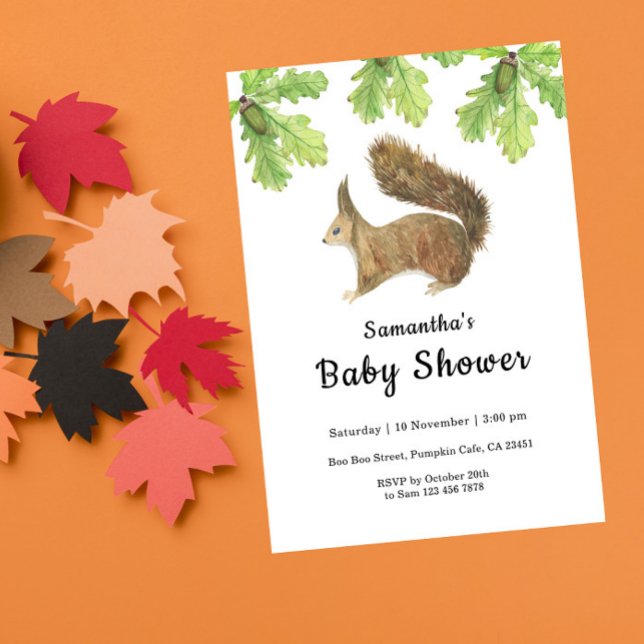 Invitation à la baby shower écureuil d'automne (Créateur téléchargé)