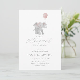 Invitation à la baby shower éléphant rose