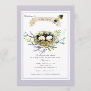 Invitation à la baby shower Feather Their Nest