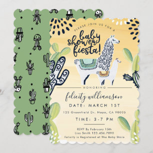 Invitation à la Baby Shower Fiesta Cactus Mignon e