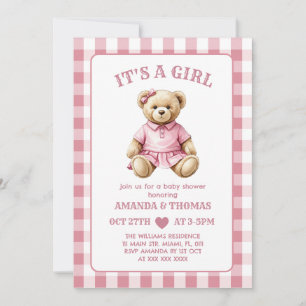 Invitation à la baby shower Fille au golf avec un 