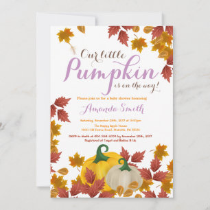 Invitation à la baby shower fille automne citrouil