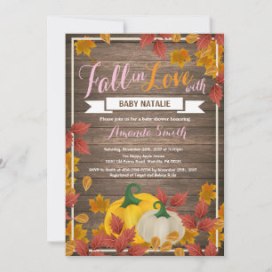 Invitation à la baby shower fille automne rustique