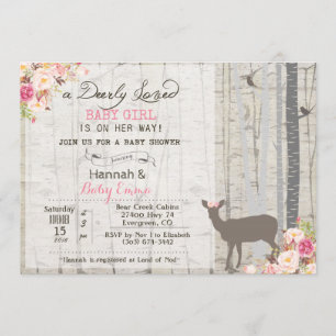 Invitation à la baby shower Fille Cerf