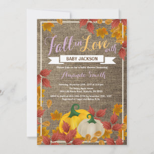 Invitation à la baby shower Fille Citrouille Autom